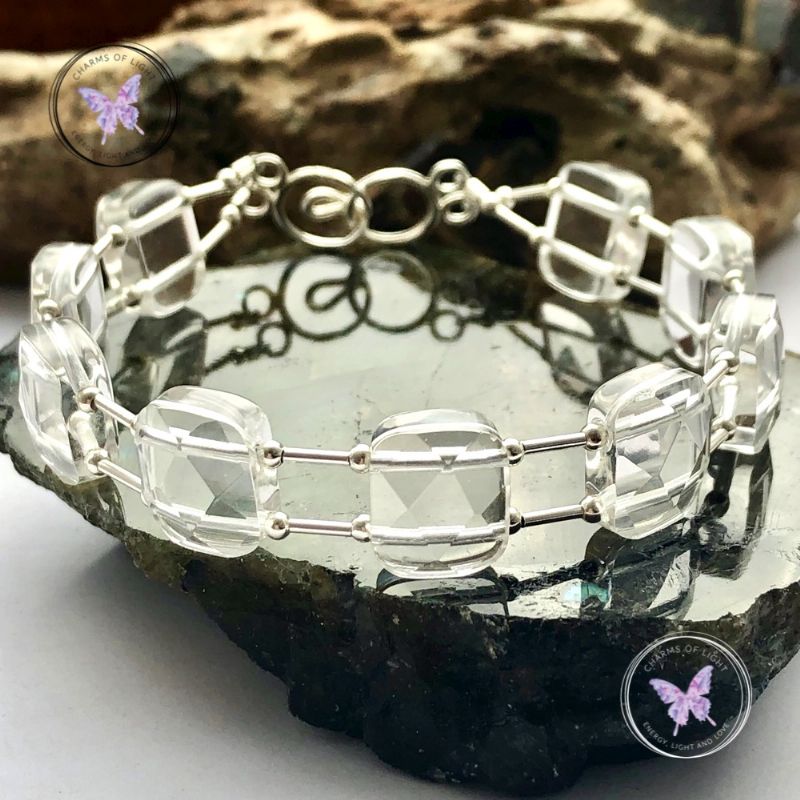 Clear Quartz Faceted Silver Bracelet